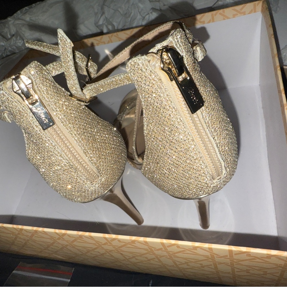 Jewel Badgley Mischka Gold Strappy Heels - Picture 2 of 6